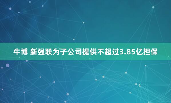 牛博 新强联为子公司提供不超过3.85亿担保